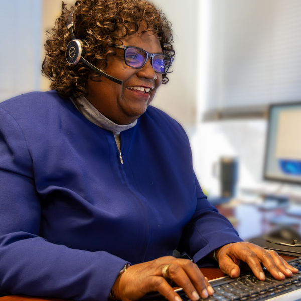 an insurance agent working at a desk